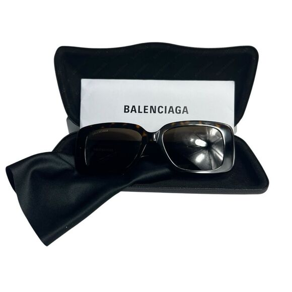 NWOT Balenciaga BB0048S Havana Tortoise Shell Rectangle Square Sunglasses - Picture 8 of 8